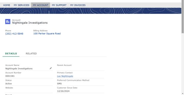 TurfPride account details screen