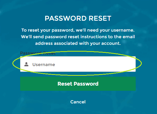 TurfPride password reset screen