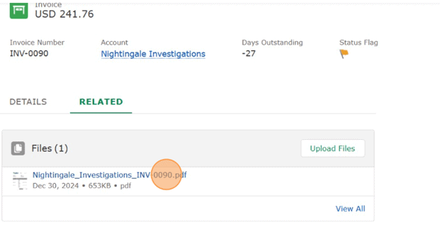 TurfPride related invoices section